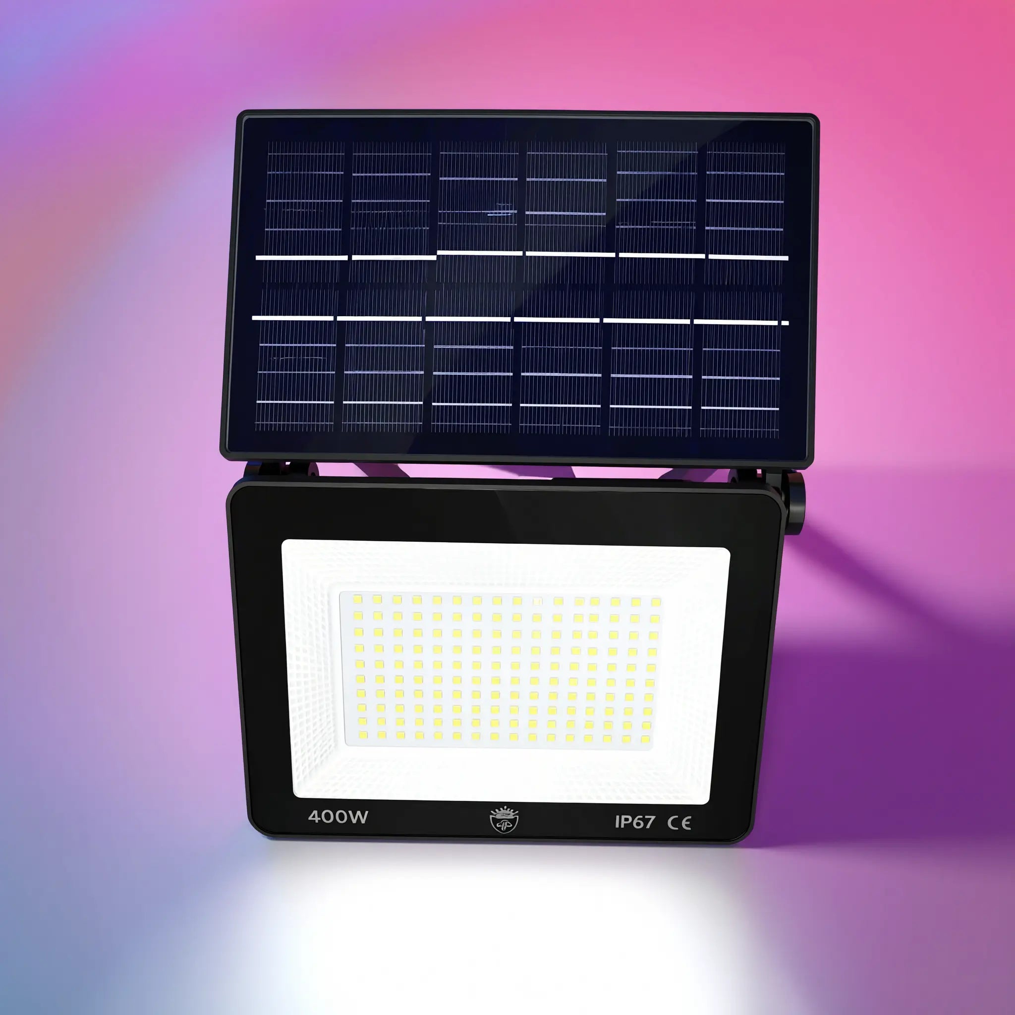 Faro LED Solare 400W IP67 – Faretto da Esterno con Pannello Solare Integrato, molte ore di autonomia Uè Shop