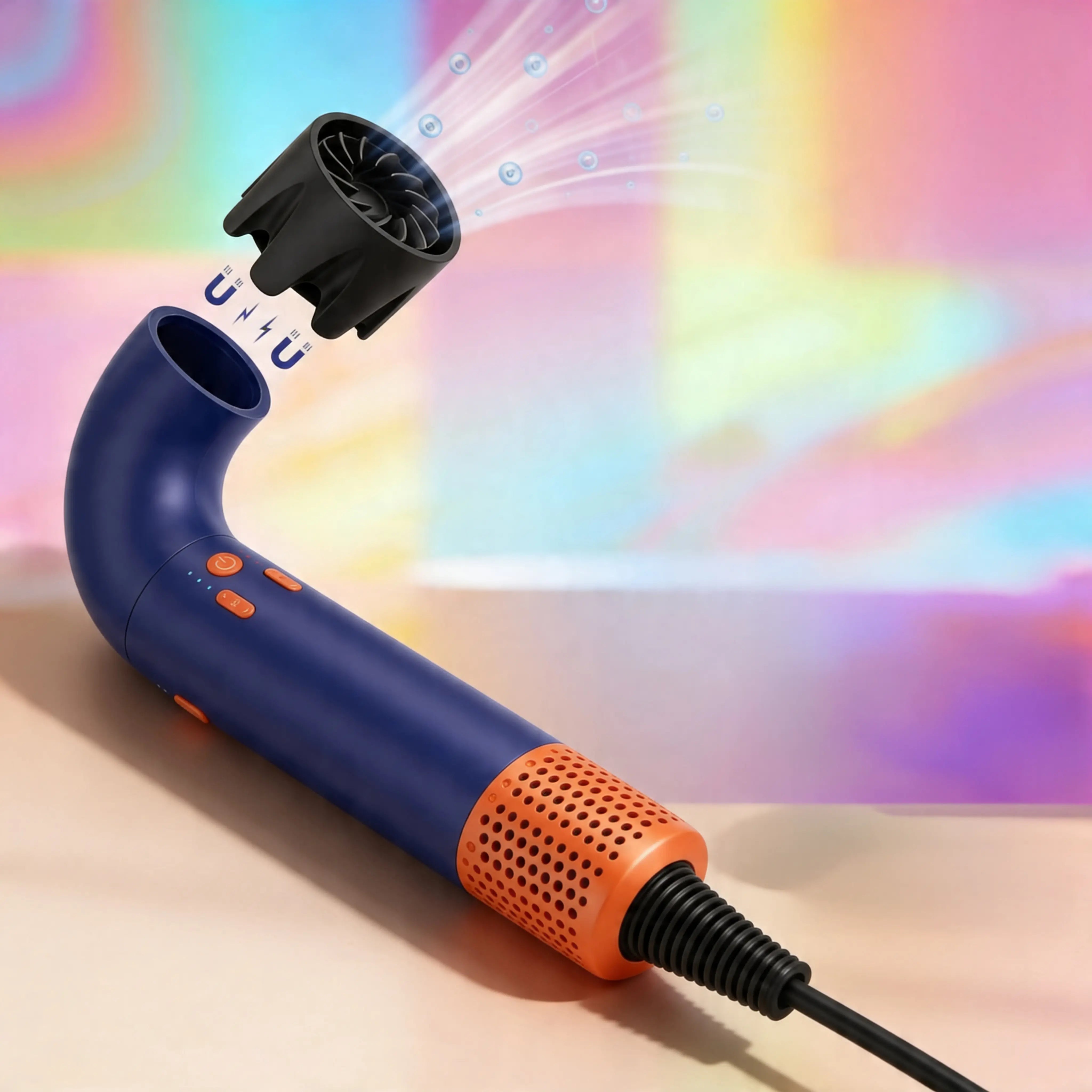 Asciugacapelli Ionico Senza Pale - Tecnologia Vortex Air, Silenzioso, Anti Crespo, Bocchetta Magnetica Uè Shop