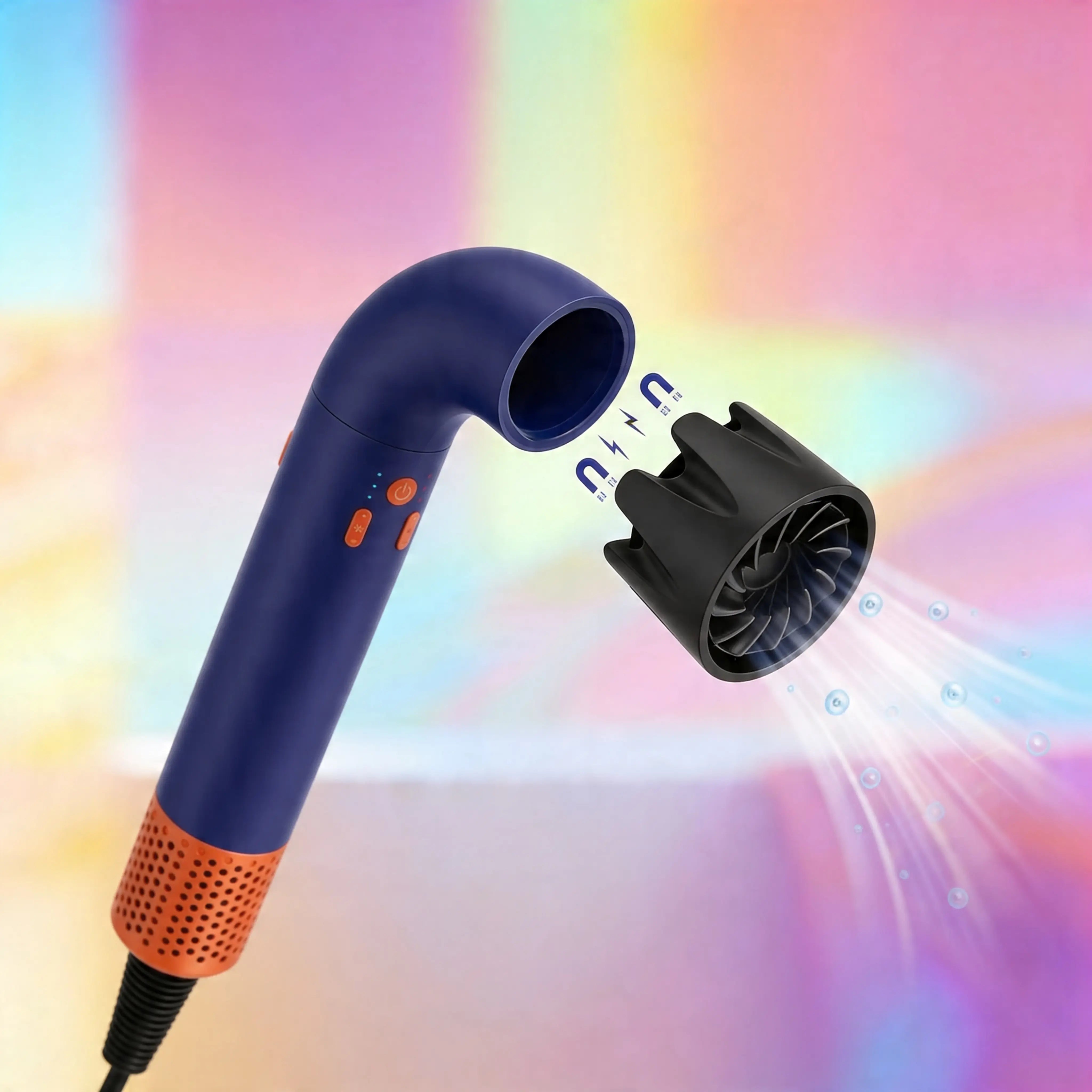 Asciugacapelli Ionico Senza Pale - Tecnologia Vortex Air, Silenzioso, Anti Crespo, Bocchetta Magnetica Uè Shop
