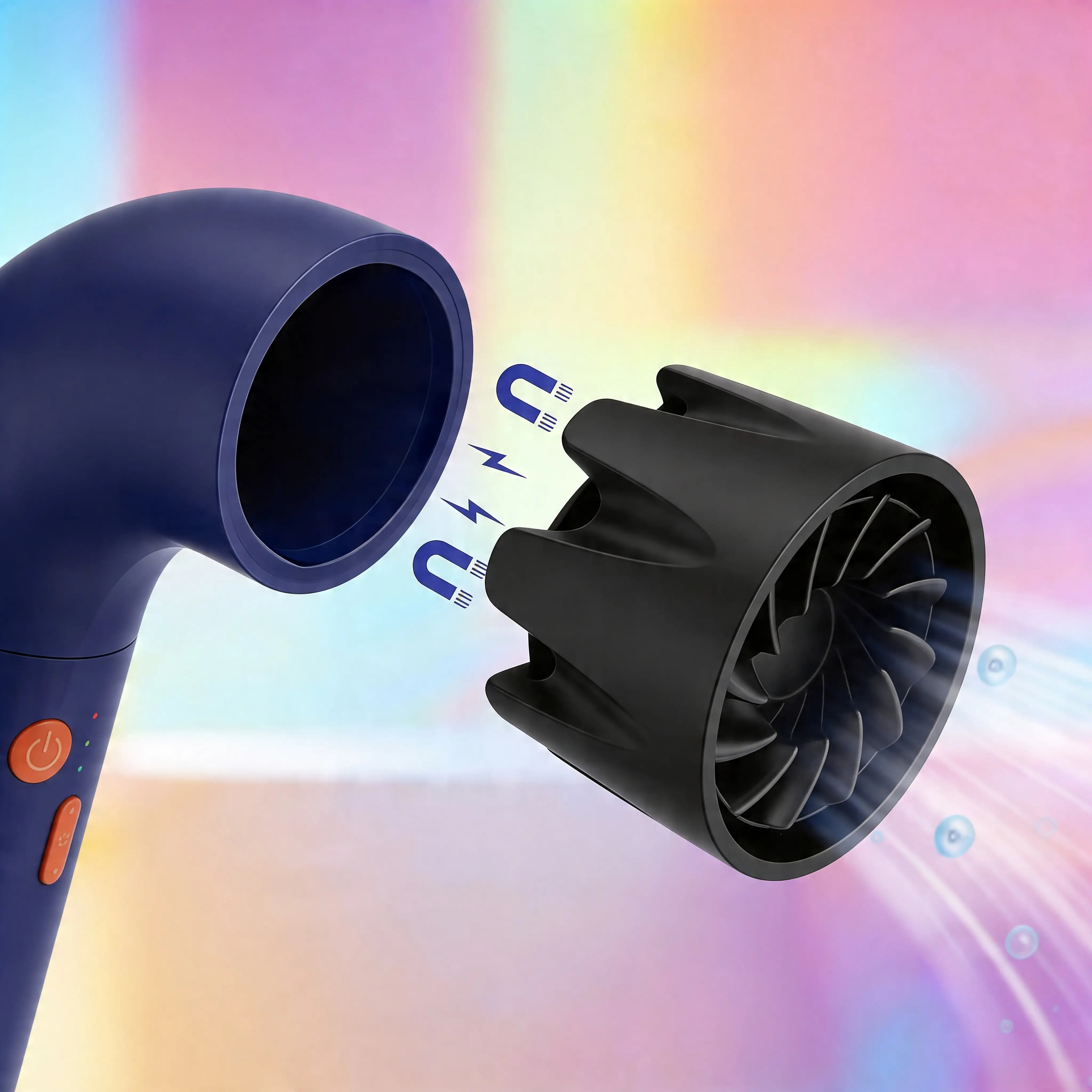 Asciugacapelli Ionico Senza Pale - Tecnologia Vortex Air, Silenzioso, Anti Crespo, Bocchetta Magnetica Uè Shop