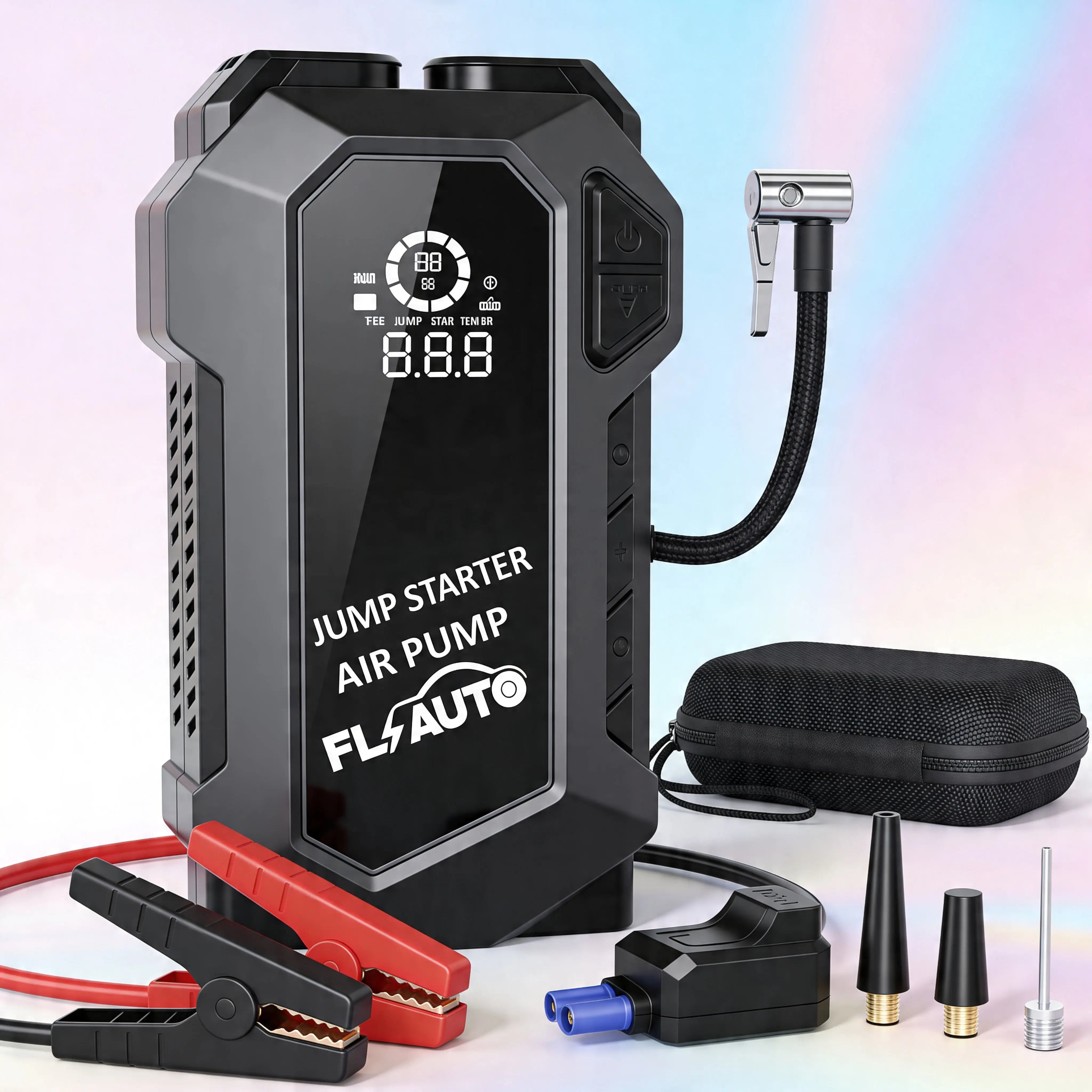 Avviatore di Emergenza Auto 4000A 4 in 1 — Jump Starter 20000mAh + Gonfiatore Pneumatici 150 PSI + Power Bank + Torcia LED Uè Shop